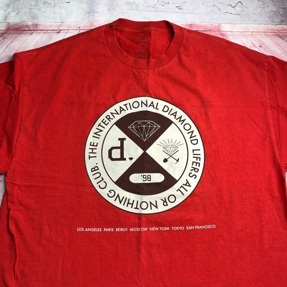 💵Diamond Supply Company Red Heavy Cotton Tee Size 2XLarge - Picture 5 of 9